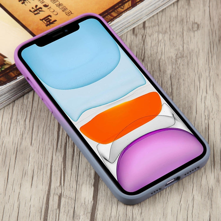 For iPhone 11 Liquid TPU Silicone Gradient MagSafe Phone Case(Purple)