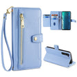 For Motorola Edge Sheep Texture Cross-body Zipper Wallet Leather Phone Case(Blue) - Motorola Cases by PMC TechLife | Online Shopping South Africa | PMC TechLife | Buy Now Pay Later Mobicred