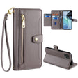 For Motorola Moto G72 4G Sheep Texture Cross-body Zipper Wallet Leather Phone Case(Grey) - Motorola Cases by PMC TechLife | Online Shopping South Africa | PMC TechLife | Buy Now Pay Later Mobicred