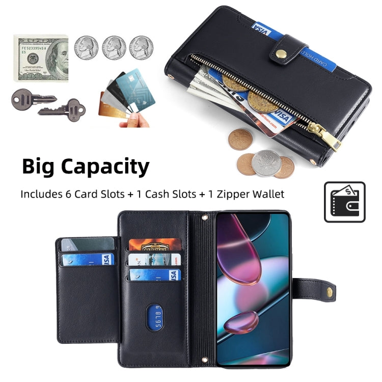 For Motorola Edge X30 Sheep Texture Cross-body Zipper Wallet Leather Phone Case(Black)