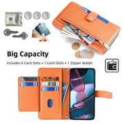 For Motorola Edge X30 Sheep Texture Cross-body Zipper Wallet Leather Phone Case(Orange)