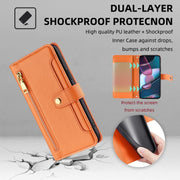 For Motorola Edge X30 Sheep Texture Cross-body Zipper Wallet Leather Phone Case(Orange)