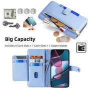 For Motorola Edge X30 Sheep Texture Cross-body Zipper Wallet Leather Phone Case(Blue)