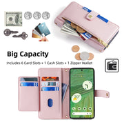 For Google Pixel 7 5G Sheep Texture Cross-body Zipper Wallet Leather Phone Case(Pink)