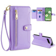 For Google Pixel 7 5G Sheep Texture Cross-body Zipper Wallet Leather Phone Case(Purple) - Google Cases by PMC TechLife | Online Shopping South Africa | PMC TechLife | Buy Now Pay Later Mobicred