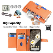 For Google Pixel 7 Pro Sheep Texture Cross-body Zipper Wallet Leather Phone Case(Orange)