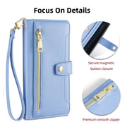 For Google Pixel 7 Pro Sheep Texture Cross-body Zipper Wallet Leather Phone Case(Blue)