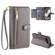For Google Pixel 7 Pro Sheep Texture Cross-body Zipper Wallet Leather Phone Case(Grey)