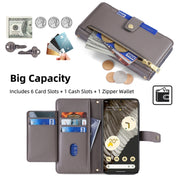 For Google Pixel 7 Pro Sheep Texture Cross-body Zipper Wallet Leather Phone Case(Grey)