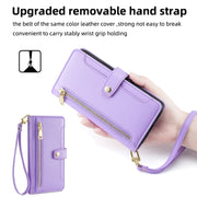 For Google Pixel 7 Pro Sheep Texture Cross-body Zipper Wallet Leather Phone Case(Purple)