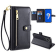 For ASUS Zenfone 9 / Zenfone 9Z Sheep Texture Cross-body Zipper Wallet Leather Phone Case(Black) - ASUS Cases by PMC TechLife | Online Shopping South Africa | PMC TechLife | Buy Now Pay Later Mobicred