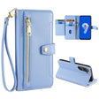 For ASUS Zenfone 9 / Zenfone 9Z Sheep Texture Cross-body Zipper Wallet Leather Phone Case(Blue) - ASUS Cases by PMC TechLife | Online Shopping South Africa | PMC TechLife | Buy Now Pay Later Mobicred