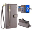 For ASUS Zenfone 9 / Zenfone 9Z Sheep Texture Cross-body Zipper Wallet Leather Phone Case(Grey) - ASUS Cases by PMC TechLife | Online Shopping South Africa | PMC TechLife | Buy Now Pay Later Mobicred