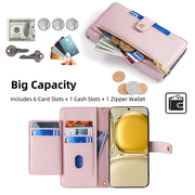 For Huawei P50 Sheep Texture Cross-body Zipper Wallet Leather Phone Case(Pink)