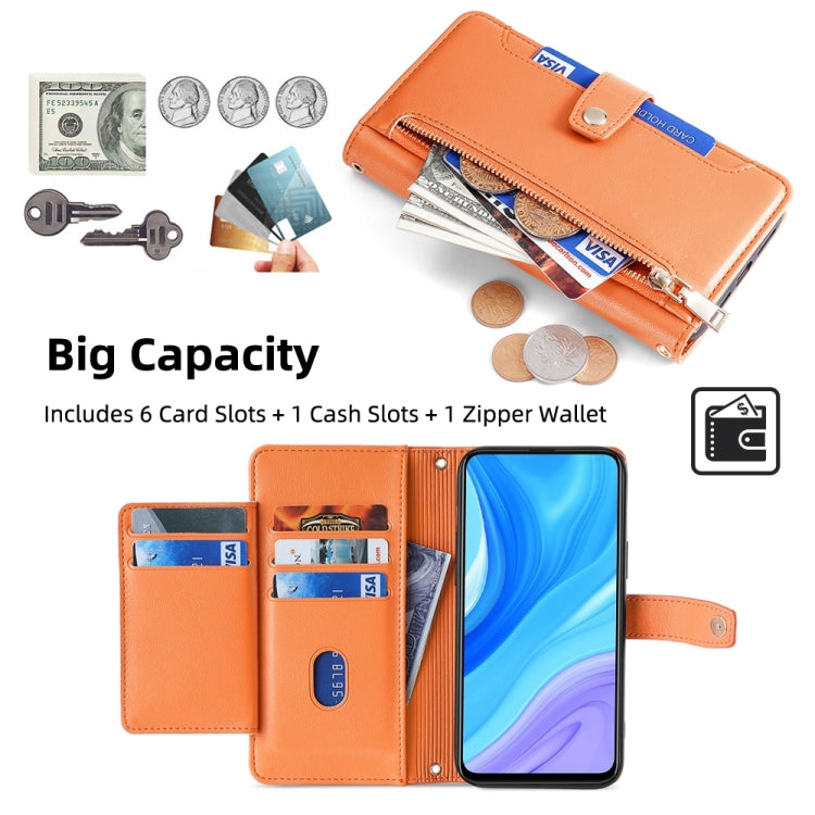 For Huawei P Smart Z / Enjoy 10 Plus Sheep Texture Cross-body Zipper Wallet Leather Phone Case(Orange)