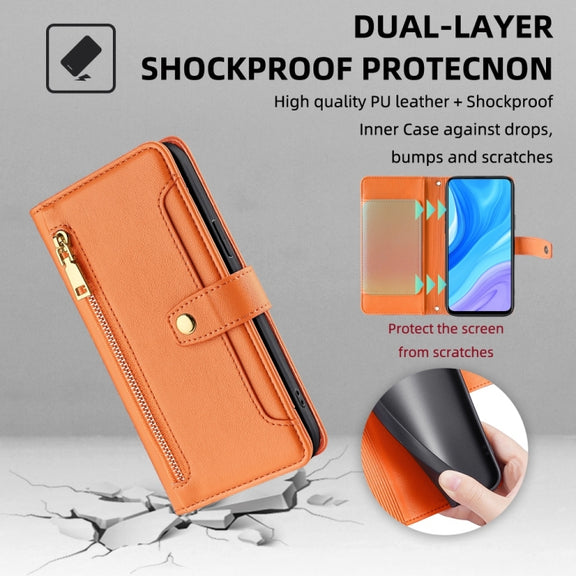 For Huawei P Smart Z / Enjoy 10 Plus Sheep Texture Cross-body Zipper Wallet Leather Phone Case(Orange)