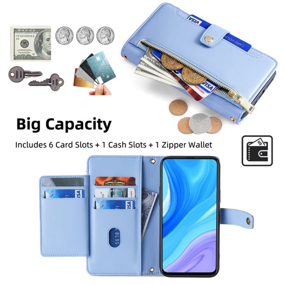 For Huawei P Smart Z / Enjoy 10 Plus Sheep Texture Cross-body Zipper Wallet Leather Phone Case(Blue)