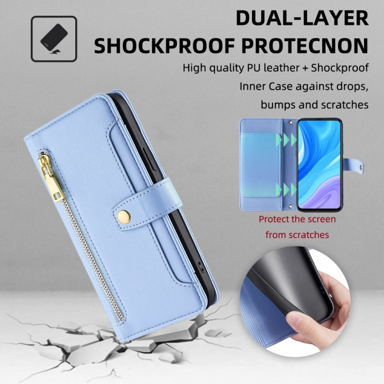 For Huawei P Smart Z / Enjoy 10 Plus Sheep Texture Cross-body Zipper Wallet Leather Phone Case(Blue)