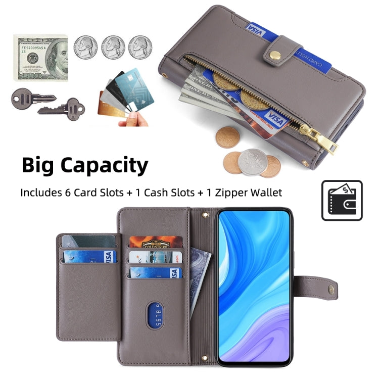 For Huawei P Smart Z / Enjoy 10 Plus Sheep Texture Cross-body Zipper Wallet Leather Phone Case(Grey)