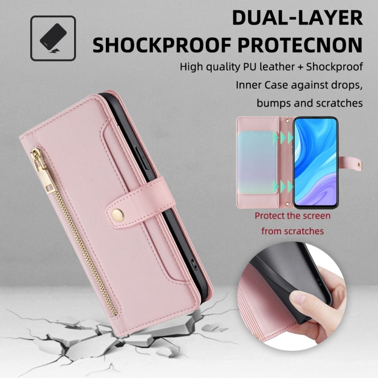 For Huawei P Smart Z / Enjoy 10 Plus Sheep Texture Cross-body Zipper Wallet Leather Phone Case(Pink)