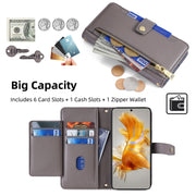 For Huawei Mate 50 Sheep Texture Cross-body Zipper Wallet Leather Phone Case(Grey)