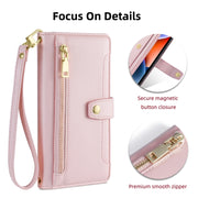 For Meizu Note 9 Sheep Texture Cross-body Zipper Wallet Leather Phone Case(Pink)