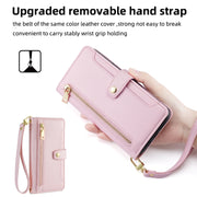 For Meizu Note 9 Sheep Texture Cross-body Zipper Wallet Leather Phone Case(Pink)