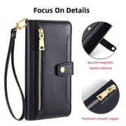 For Nokia C21 Plus Sheep Texture Cross-body Zipper Wallet Leather Phone Case(Black)
