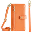 For Nokia C21 Plus Sheep Texture Cross-body Zipper Wallet Leather Phone Case(Orange) - Nokia Cases by PMC TechLife | Online Shopping South Africa | PMC TechLife | Buy Now Pay Later Mobicred