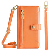For Nokia C21 Plus Sheep Texture Cross-body Zipper Wallet Leather Phone Case(Orange)