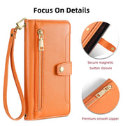 For Nokia C21 Plus Sheep Texture Cross-body Zipper Wallet Leather Phone Case(Orange)
