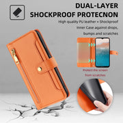 For Nokia C21 Plus Sheep Texture Cross-body Zipper Wallet Leather Phone Case(Orange)