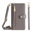For Nokia C21 Plus Sheep Texture Cross-body Zipper Wallet Leather Phone Case(Grey) - Nokia Cases by PMC TechLife | Online Shopping South Africa | PMC TechLife | Buy Now Pay Later Mobicred