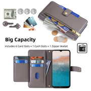 For Nokia C21 Plus Sheep Texture Cross-body Zipper Wallet Leather Phone Case(Grey)