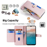 For Nokia C21 Plus Sheep Texture Cross-body Zipper Wallet Leather Phone Case(Pink)