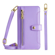 For Nokia C21 Plus Sheep Texture Cross-body Zipper Wallet Leather Phone Case(Purple)