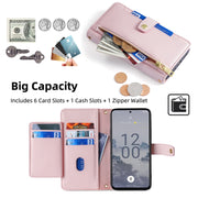 For Nokia X30 5G Sheep Texture Cross-body Zipper Wallet Leather Phone Case(Pink)