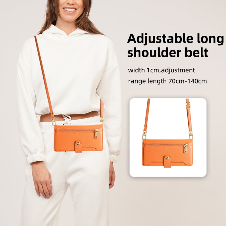 For Honor 80 Sheep Texture Cross-body Zipper Wallet Leather Phone Case(Orange)