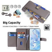 For Honor 80 Sheep Texture Cross-body Zipper Wallet Leather Phone Case(Grey)