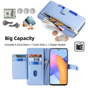 For Honor 10X Lite Sheep Texture Cross-body Zipper Wallet Leather Phone Case(Blue)