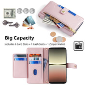 For Sony Xperia 5 IV Sheep Texture Cross-body Zipper Wallet Leather Phone Case(Pink)