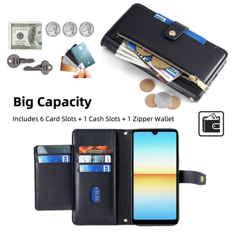 For Sony Xperia Ace III Sheep Texture Cross-body Zipper Wallet Leather Phone Case(Black)