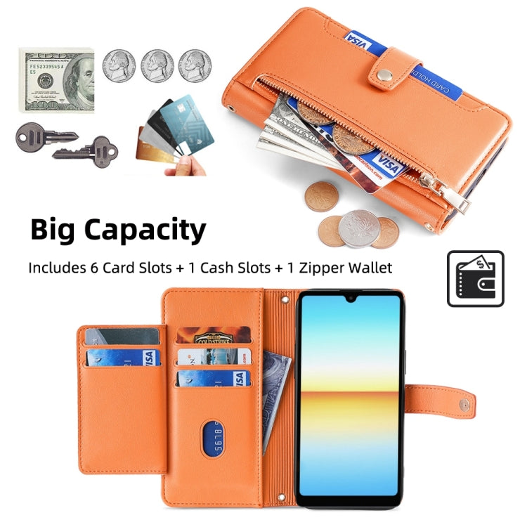 For Sony Xperia Ace III Sheep Texture Cross-body Zipper Wallet Leather Phone Case(Orange)
