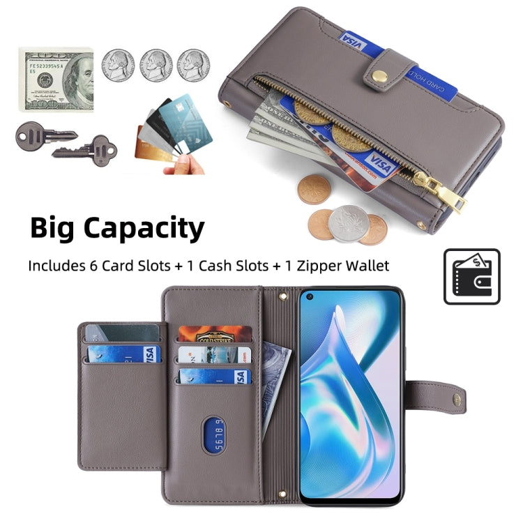 For OnePlus Ace Racing Sheep Texture Cross-body Zipper Wallet Leather Phone Case(Grey)