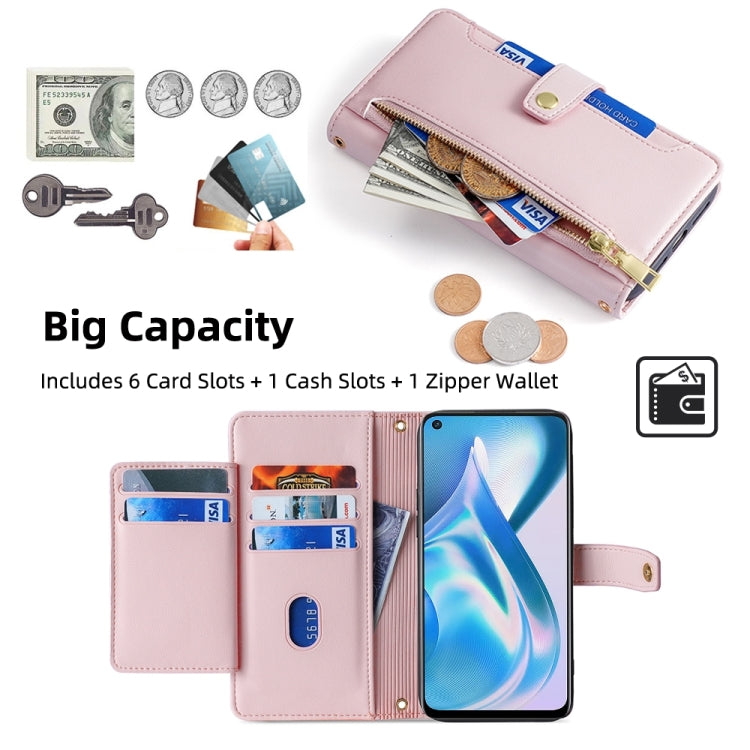 For OnePlus Ace Racing Sheep Texture Cross-body Zipper Wallet Leather Phone Case(Pink)