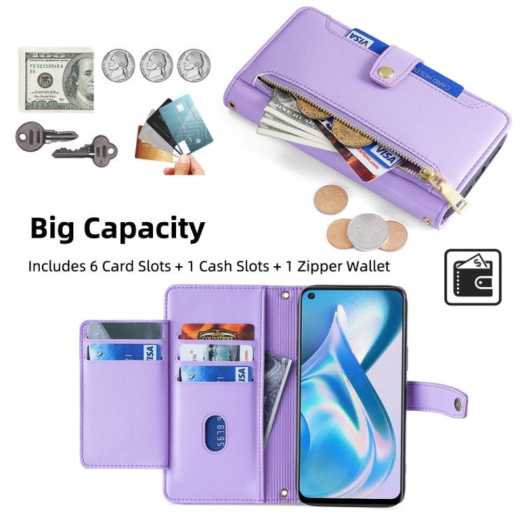 For OnePlus Ace Racing Sheep Texture Cross-body Zipper Wallet Leather Phone Case(Purple)