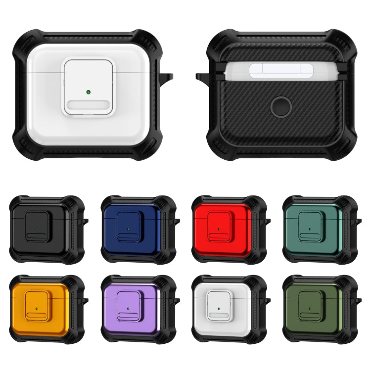 For AirPods 3 TPU + PC Shockproof Earphone Protective Case with Switch(Army Green)