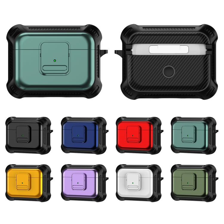 For AirPods Pro TPU + PC Shockproof Earphone Protective Case with Switch(Blue)