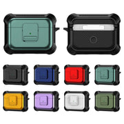 For AirPods Pro TPU + PC Shockproof Earphone Protective Case with Switch(Purple)