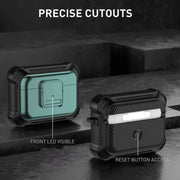 For AirPods Pro TPU + PC Shockproof Earphone Protective Case with Switch(Blue)